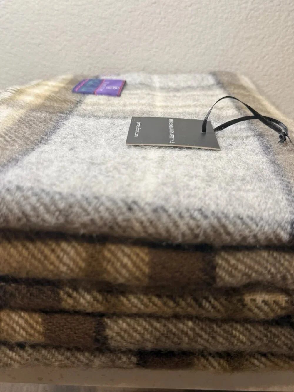 Prince of Scots Highland Tweeds Pure New Wool Fluffy Throw Blanket McKellar -Tan